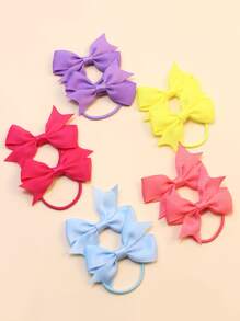 10入組小女童蝴蝶結裝飾髮圈 - 淺藍色 - 查看 2