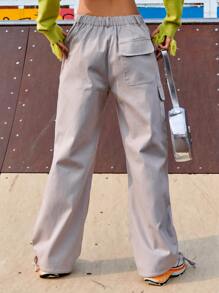 DAZY Flap Pocket Cargo Trousers - Grey - View 2