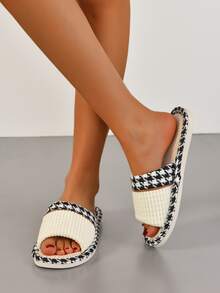 Zapatillas de dormitorio con patrón de pata de gallo - Multicolor - Ver 1