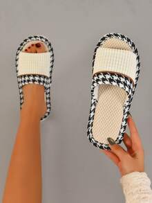 Zapatillas de dormitorio con patrón de pata de gallo - Multicolor - Ver 2