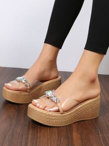 Dép lê đế xuồng đính đá cho nữ, dép đi nghỉ hè, đồ dùng cần thiết khi đi du lịch. - Trong sáng - Xem 5