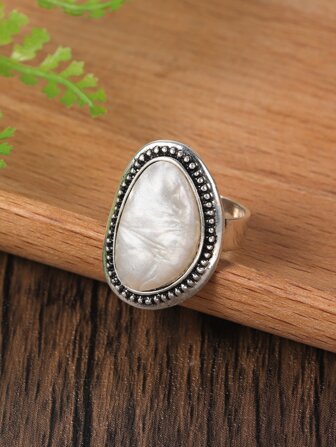 Chicas 1 pieza Anillo elástico ajustable geométrico esmalte colorido para mujeres & , creativo fiesta/citas regalo