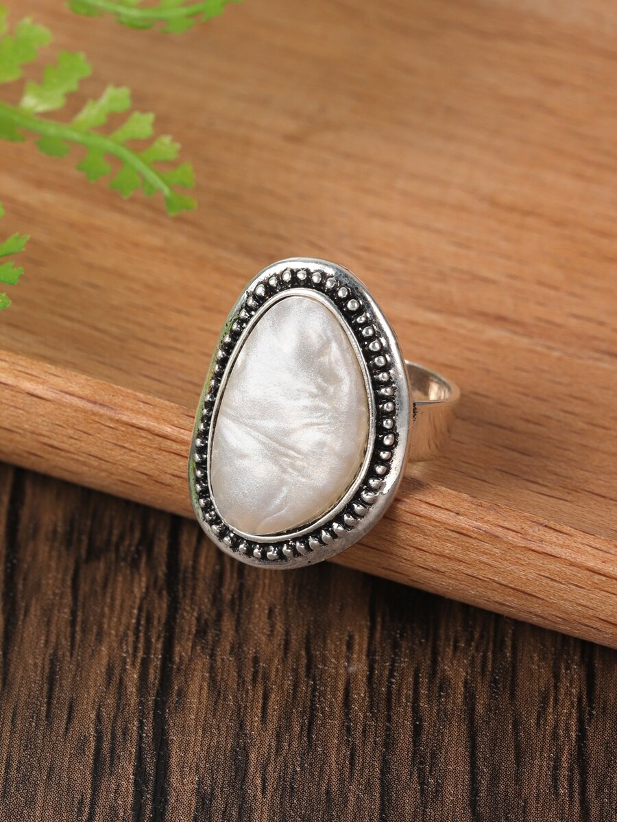 1 Miếng Đàn hồi Có thể điều chỉnh Hình học Men nhiều màu Nhẫn Đối với phụ nữ & Cô gái , Creative Tiệc tùng/Hẹn hò Qủa tặng - trắng - Xem 1