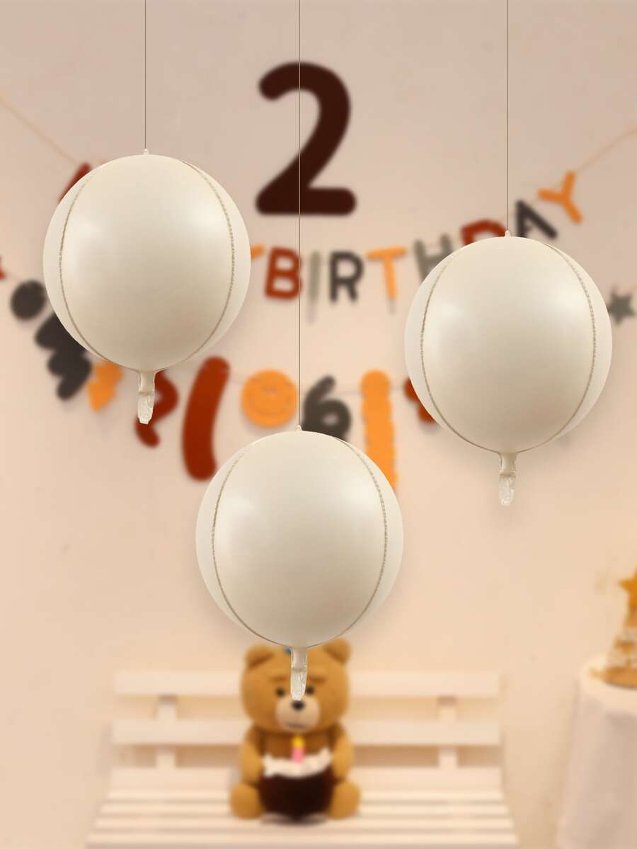 3 piezas 4D liso globo - Beis - Ver 1