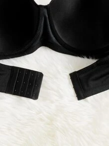 Plus Plain Underwire Bra & 2pairs Shoulder Straps - Black - View 3