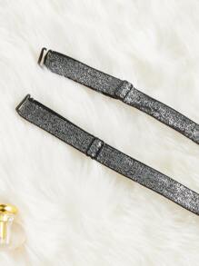 Plus Plain Underwire Bra & 2pairs Shoulder Straps - Black - View 4