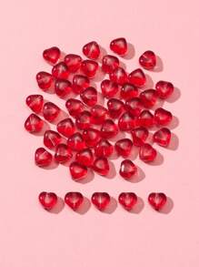 50入組愛心設計DIY釘珠 - 紅色 - 查看 1