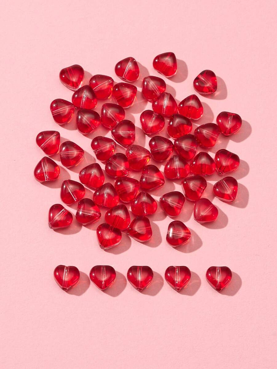50入組愛心設計DIY釘珠 - 紅色 - 查看 1