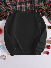 Christmas Print Thermal Sweatshirt - Black - View 2