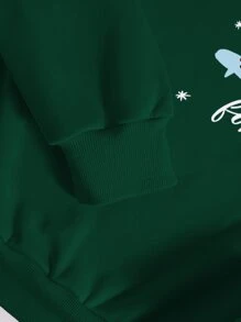 SHEIN Unity Christmas Print Thermal Sweatshirt - Dark Green - View 5