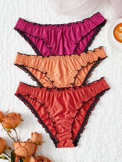 Plus 3pack Lettuce Trim Panty