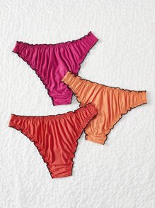 大碼3入組木耳邊內褲 - 彩色 - 查看 2