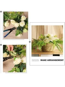 6/10/12pcs Artificial Silk Rose Bouquet With Long Stems, Suitable For Home Wedding Decoration, Valentine Party - White - View 8