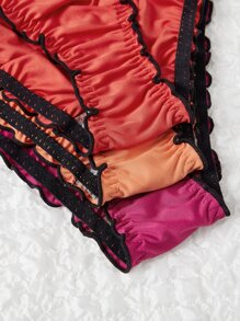 大碼3入組木耳邊內褲 - 彩色 - 查看 3