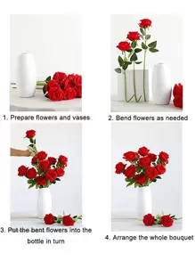 6/10/12pcs Artificial Silk Rose Flower Bouquet With Long Stems, Ideal For Home Wedding Decoration, Valentine's Day And Parties, Valentine Day, Gift - Red - View 4