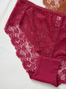 Plus 3pack Contrast Lace Panty - Multicolor - View 5