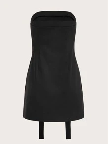 SHEIN ICON Áo nữ màu trơn Gợi cảm - màu đen - Xem 2