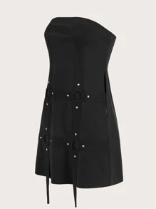 SHEIN ICON Áo nữ màu trơn Gợi cảm - màu đen - Xem 4