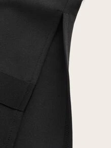 SHEIN ICON Áo nữ màu trơn Gợi cảm - màu đen - Xem 5