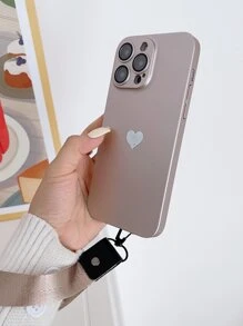 高品质 0.8MM 超薄 PC 仿皮耐磨穿孔镜头膜电镀心形装饰 + 布质挂绳 新款高级手机壳保护套 适用于 17 系列 - 香檳色 - 查看 4