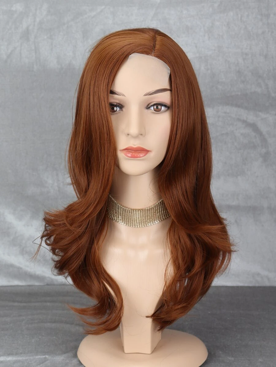 1.6*0.4 Lace Front Long Curly Synthetic Wig - Brown - View 1