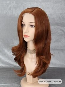 1.6*0.4 Lace Front Long Curly Synthetic Wig - Brown - View 2