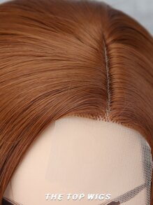 1.6*0.4 Lace Front Long Curly Synthetic Wig - Brown - View 3