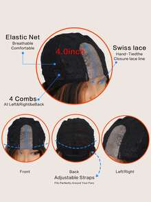 4*1 Lace Front Short Curly Synthetic Wig - Multicolor - View 7