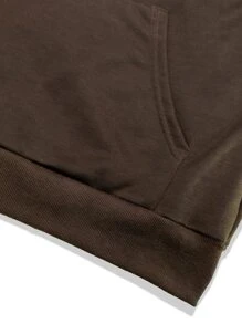 Manfinity Men Slogan Graphic Kangaroo Pocket Drawstring Hoodie - Coffee Brown - View 5