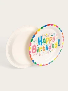 12pcs Slogan Graphic Disposable Plate - Multicolor - View 2