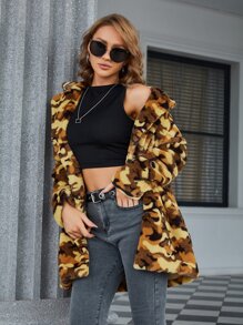 Eilly Bazar Leopard Fuzzy Coat - Multicolor - View 1