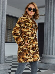 Eilly Bazar Leopard Fuzzy Coat - Multicolor - View 4