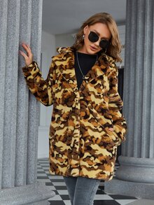 Eilly Bazar Leopard Fuzzy Coat - Multicolor - View 6