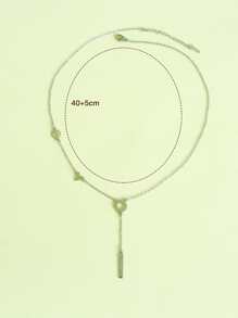 Letter Decor Y Lariat Necklace - Silver - View 4