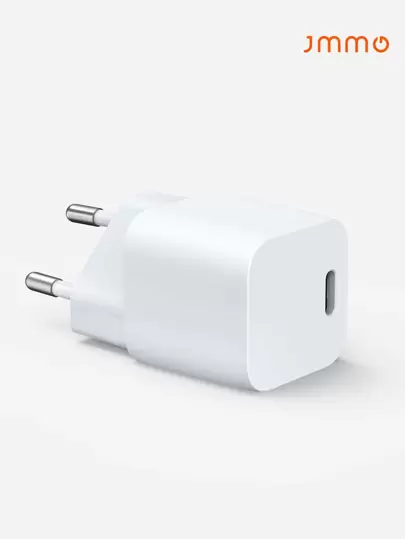 JMMO Cargador rápido para iPhone, Cargador USB C de 20W, Cargador de 20W con diseño de ahorro de espacio de alta velocidad y tecnología Power Delivery, Seguro y confiable, Cargador portátil - Enchufe europeo