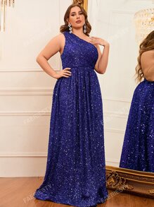 Vestido de noche de graduación, cena o boda con un hombro, abertura lateral con lentejuelas, elegante y formal