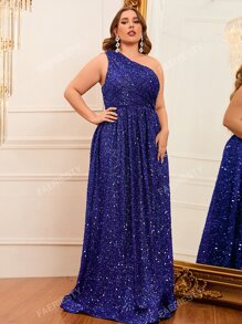 Vestido de noche de graduación, cena o boda con un hombro, abertura lateral con lentejuelas, elegante y formal