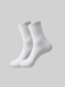 1 par Calcetines deportivos sólidos para actividades al aire libre - Blanco - Ver 1