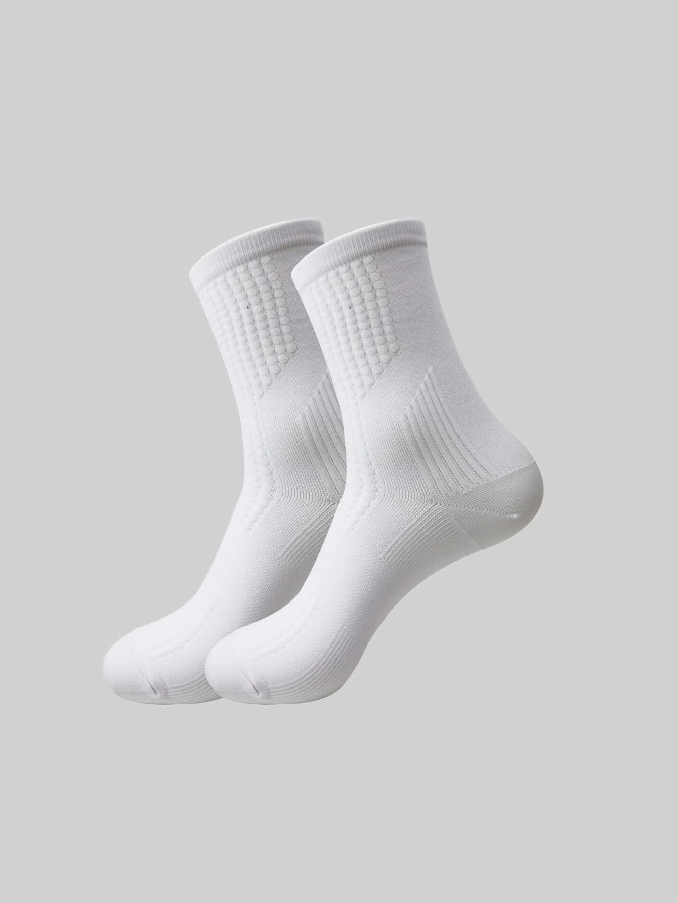 1 par Calcetines deportivos sólidos para actividades al aire libre - Blanco - Ver 1