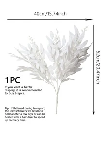 1pc/2pcs/4pcs Plastic Artificial Willow Leaf Plants, 4 Colors, Home Decor Flowers, Suitable For Wedding Party Holiday, Excellent Quality Fake Flowers, 52cm Length - White - View 4