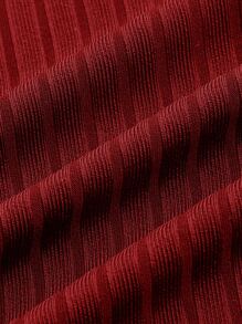 SHEIN ICON 蕾絲拼接褶邊吊帶緊身連衣裙 - 酒紅色 - 查看 3