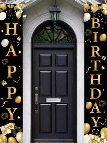 2 piezas Tela de fondo con estampado de slogan & globo - Multicolor - Ver 2