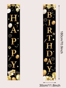 2 piezas Tela de fondo con estampado de slogan & globo - Multicolor - Ver 3