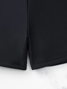 Swim Lushoire Stitch Tape Tankini Set Scallop Trim Push Up Cami Top & Shorts 2 Piece Bathing Suit,Summer Beach - Black - View 6