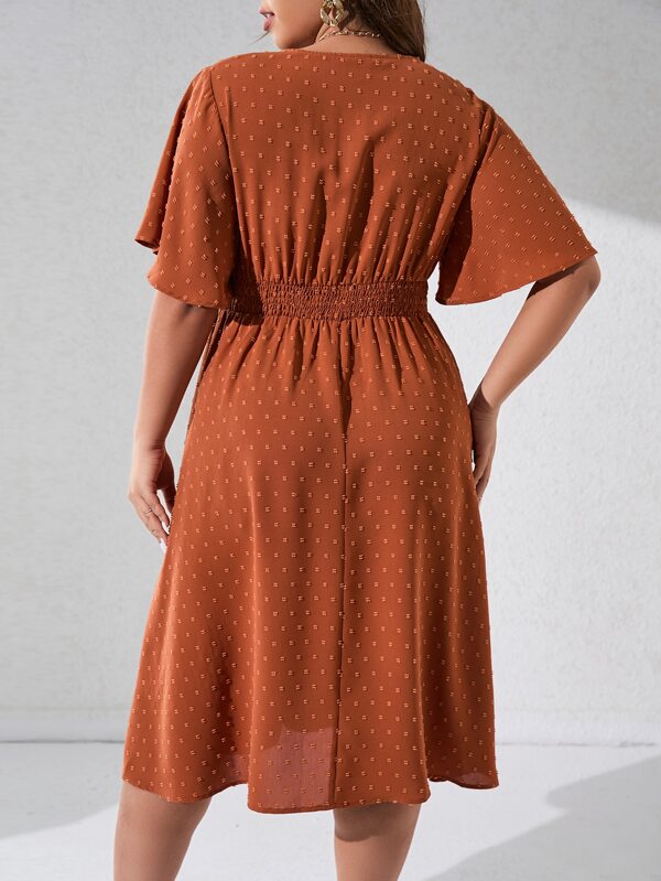 Plus Swiss Dot Butterfly Sleeve Dress SHEIN