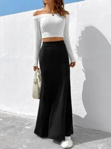 SHEIN EZwear 素色魚尾半身裙