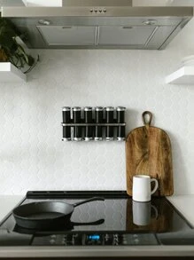 Thick, Solid Color, Minimalist Design Waterproof Kitchen Stickers For Daily Use - White - View 1