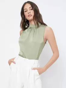BizChic Keyhole Back Sleeveless Top Workwear - Mint Green - View 1