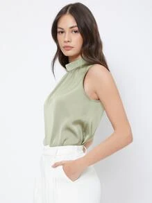 BizChic Keyhole Back Sleeveless Top Workwear - Mint Green - View 3
