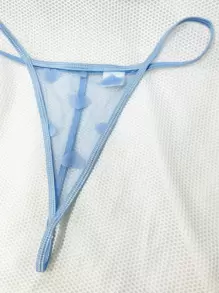 SHEIN Vestido y tanga de lencería sexy con arnés con volantes y aros para sujetar el busto - Celeste - Ver 7